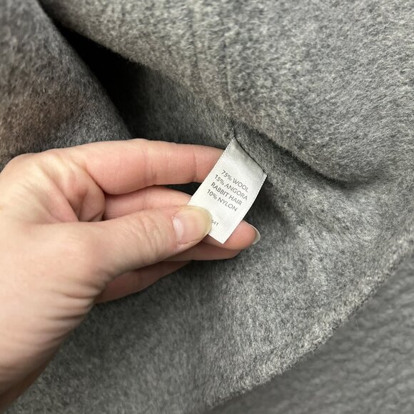 J Jill Button Up Hooded Gray Wool Angora Blend Jacket Soft Size Small Petite - Picture 4 of 6